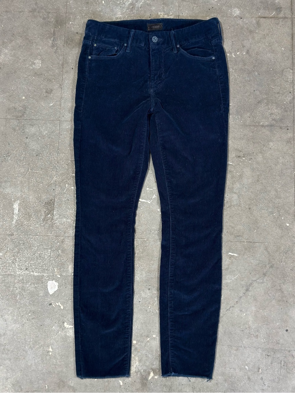 Mother Jeans Looker Ankle Fray Hopscotch Deep Blue Corduroy Womens Skinny Sz 26